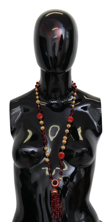Dolce & Gabbana Elegant Red Crystal Gold-Plated Necklace - Hilstor