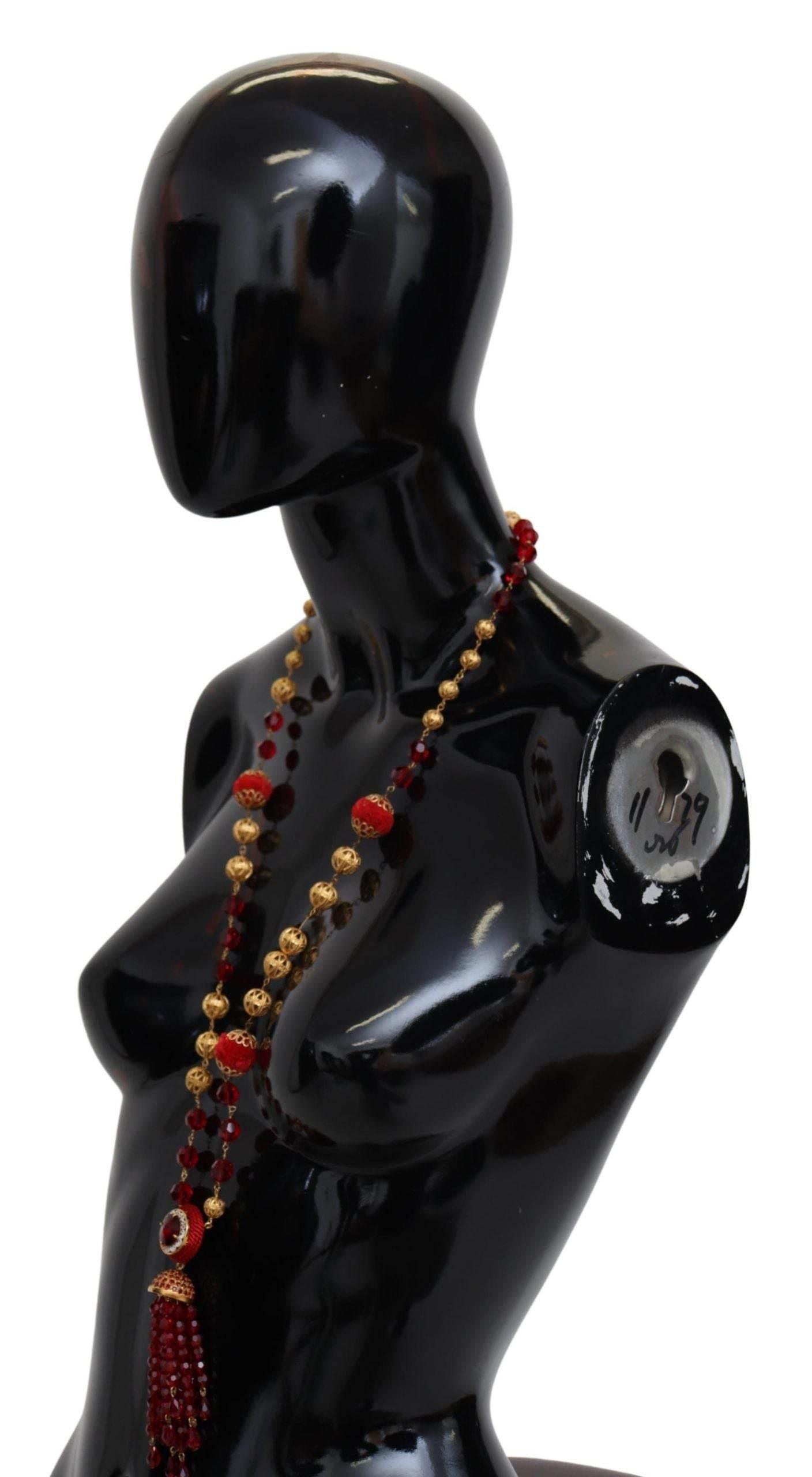 Dolce & Gabbana Elegant Red Crystal Gold-Plated Necklace - Hilstor