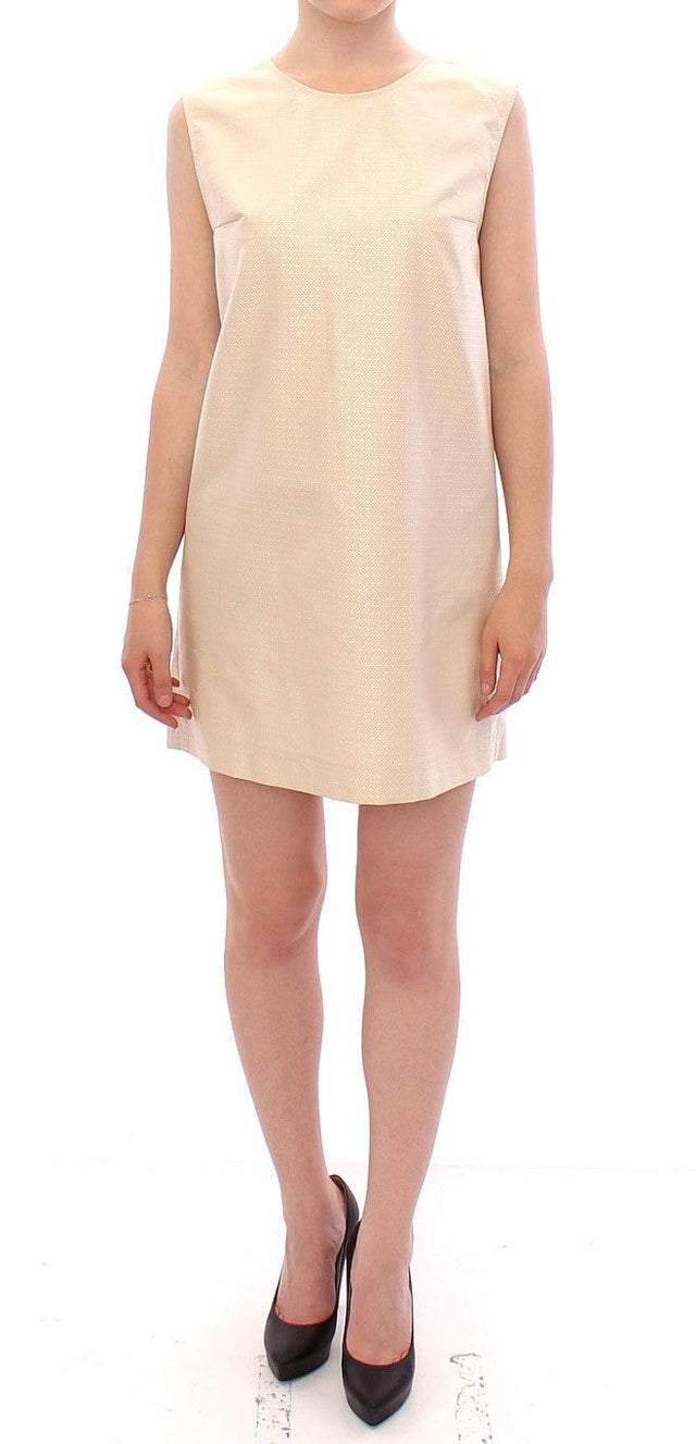 Andrea Incontri Beige Sleeveless Shift Mini Dress - Hilstor