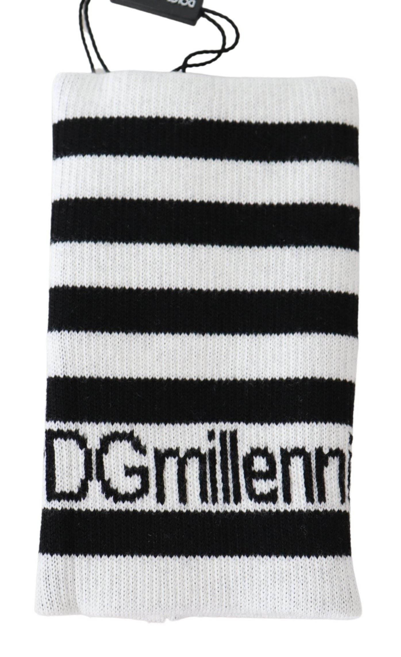 Dolce & Gabbana Elegant Black & White Wool Blend Wrist Wrap - Hilstor