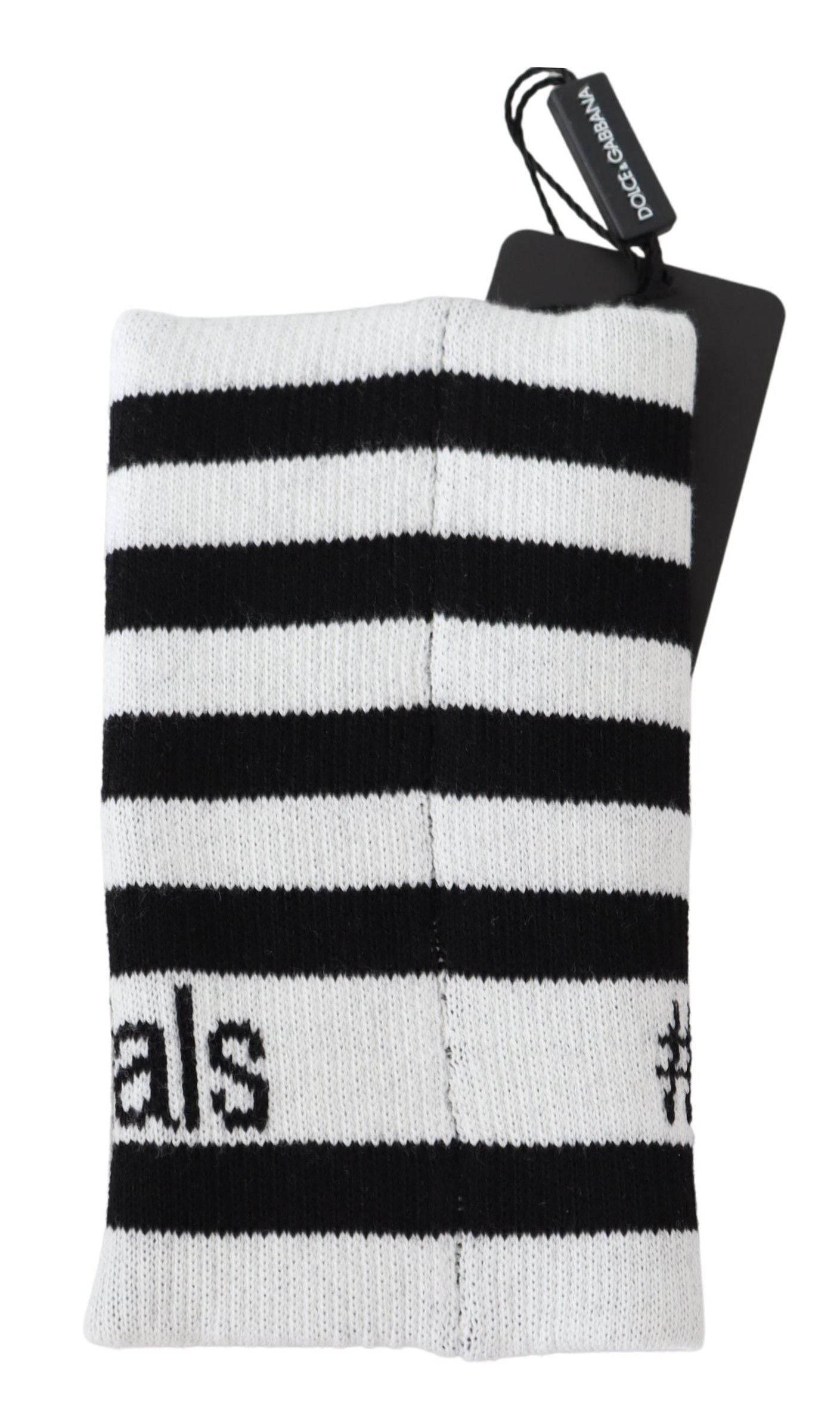 Dolce & Gabbana Elegant Black & White Wool Blend Wrist Wrap - Hilstor