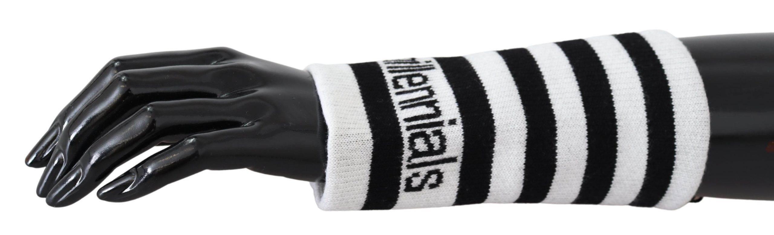 Dolce & Gabbana Elegant Black & White Wool Blend Wrist Wrap - Hilstor