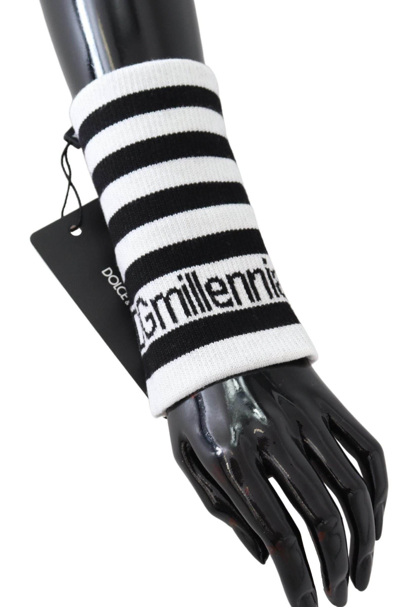 Dolce & Gabbana Elegant Black & White Wool Blend Wrist Wrap - Hilstor