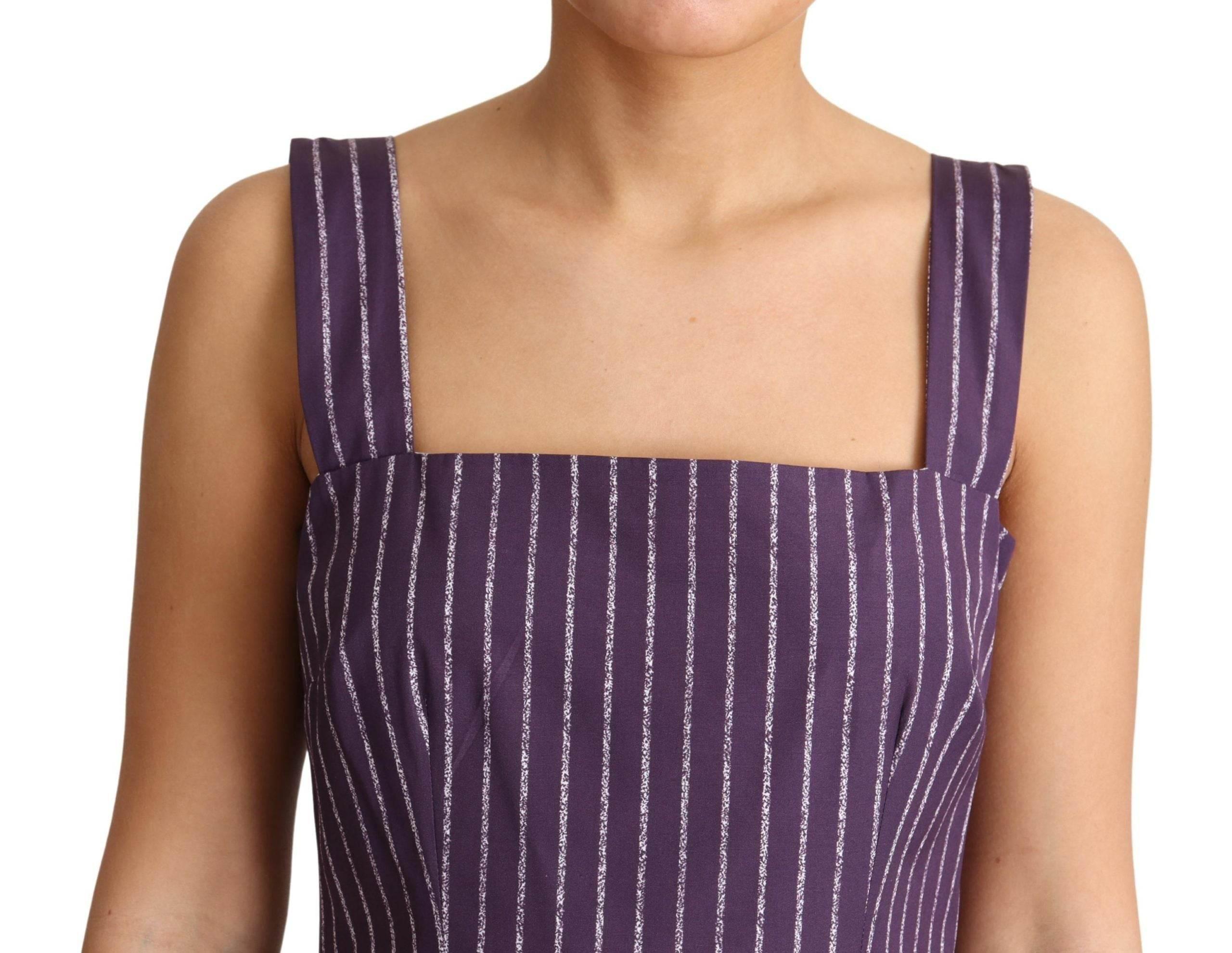 Dolce & Gabbana Elegant Sleeveless A-Line Purple Stripe Dress - Hilstor