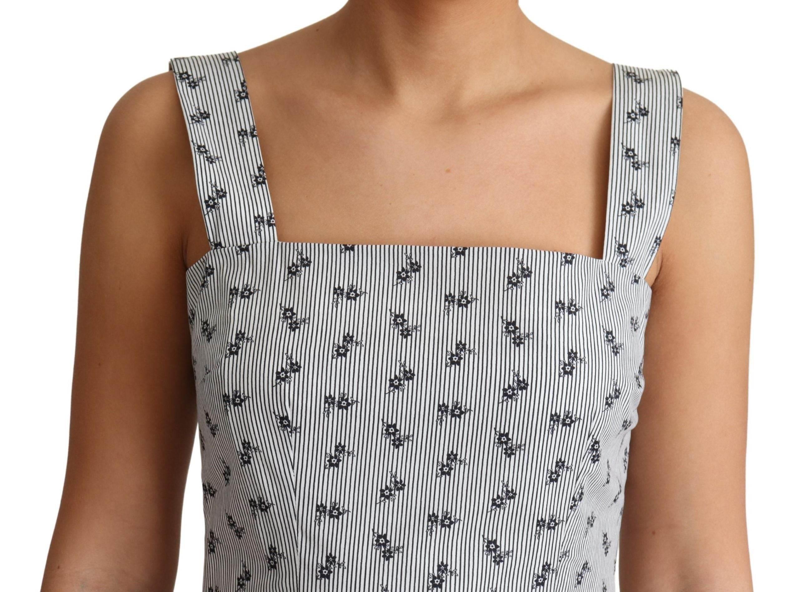 Dolce & Gabbana Blue White Floral Cotton A-Line Dress - Hilstor