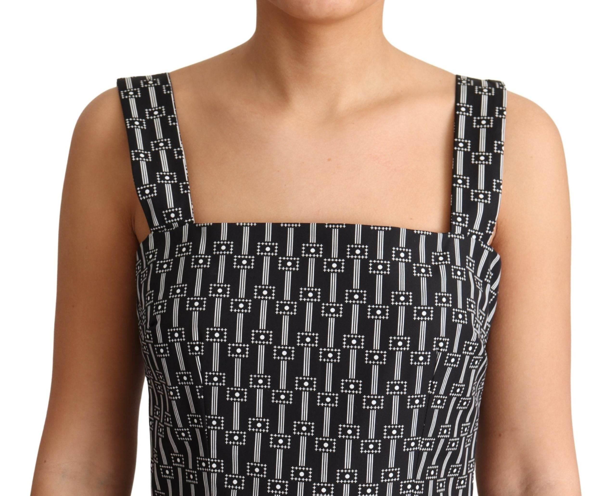 Dolce & Gabbana Black White Pattern Cotton A-Line Dress - Hilstor