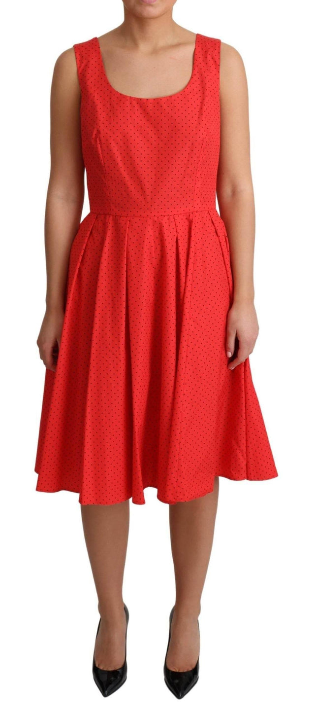 Dolce & Gabbana Elegant Polka Dotted A-Line Sleeveless Dress - Hilstor