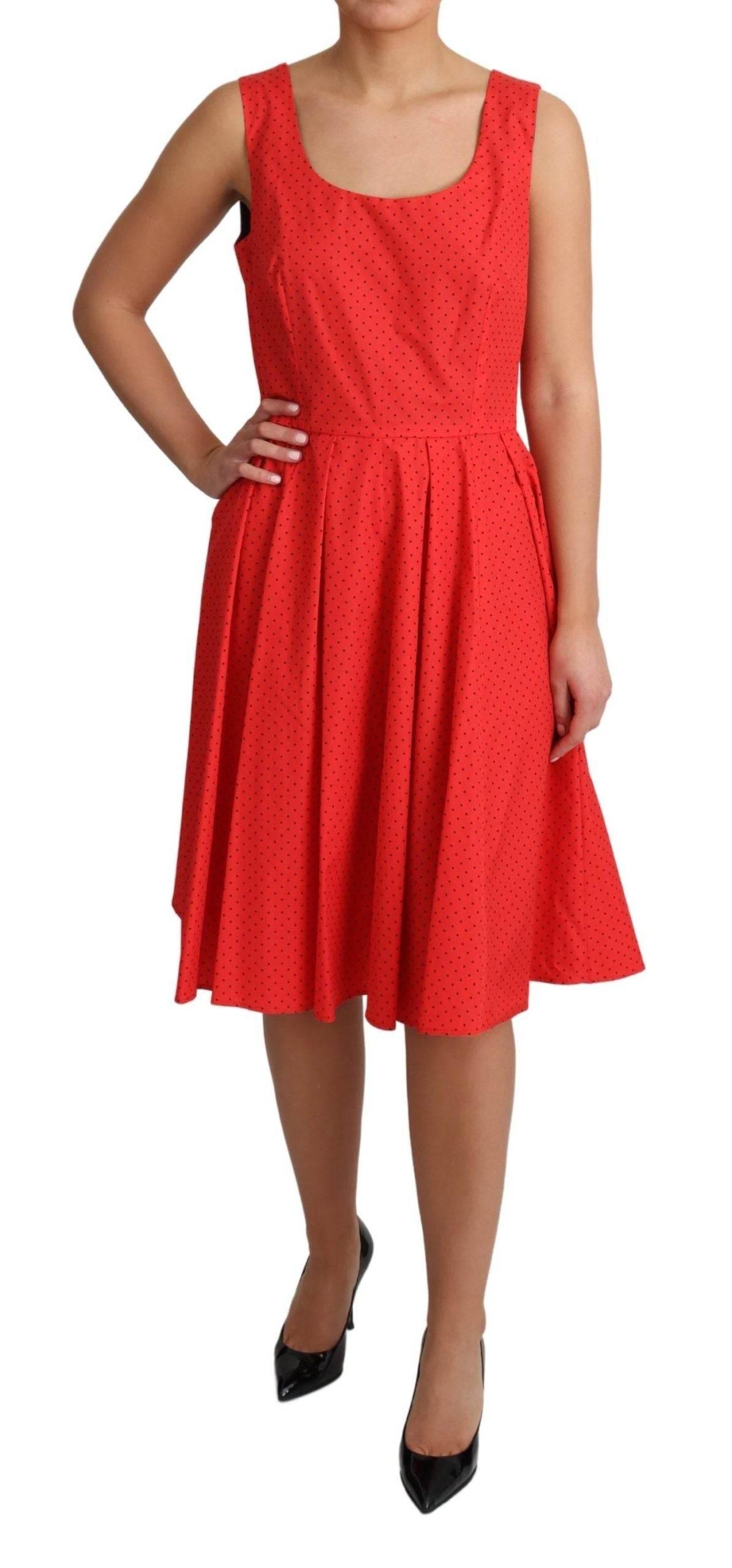 Dolce & Gabbana Elegant Polka Dotted A-Line Sleeveless Dress - Hilstor