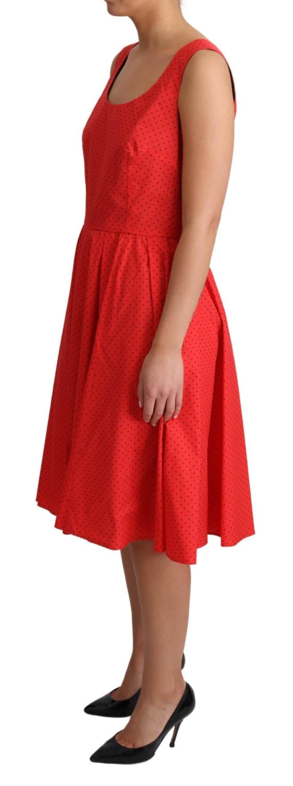 Dolce & Gabbana Elegant Polka Dotted A-Line Sleeveless Dress - Hilstor