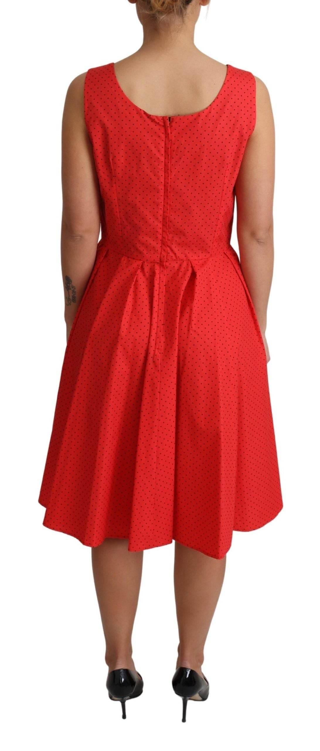Dolce & Gabbana Elegant Polka Dotted A-Line Sleeveless Dress - Hilstor