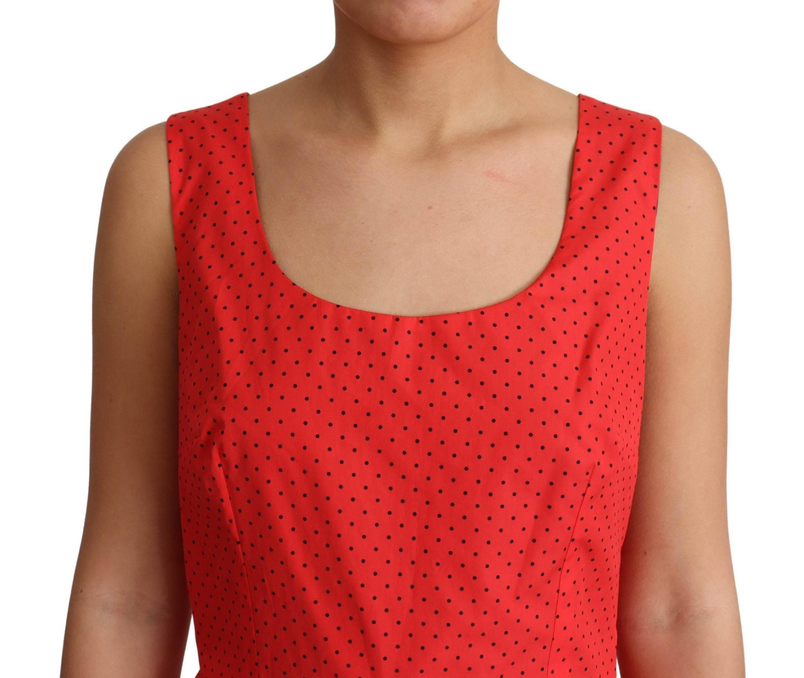Dolce & Gabbana Elegant Polka Dotted A-Line Sleeveless Dress - Hilstor