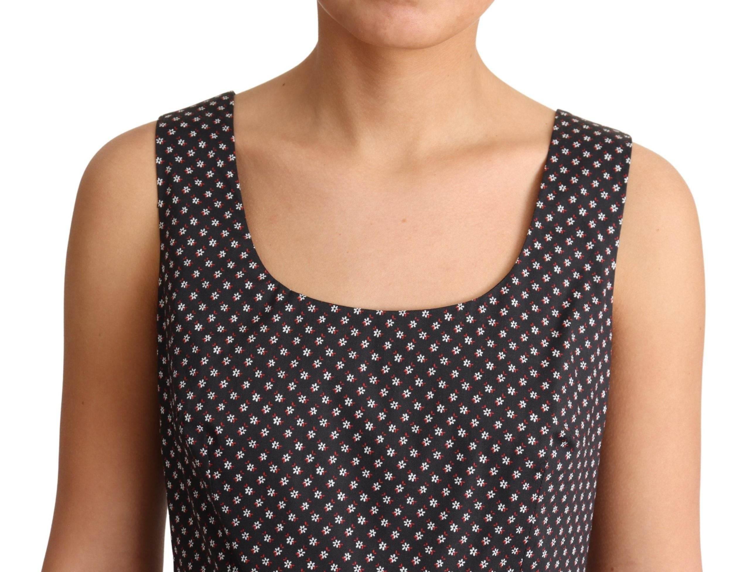Dolce & Gabbana Black Floral Cotton A-Line Stretch Dress - Hilstor