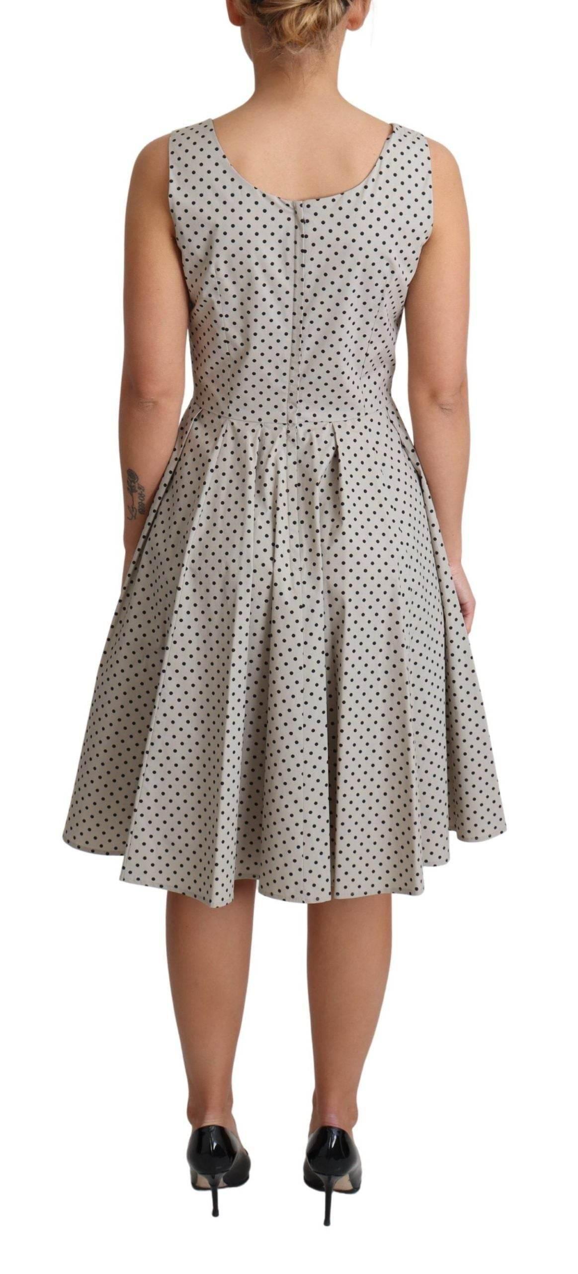 Dolce & Gabbana Beige Polka Dotted Cotton A-Line Dress - Hilstor