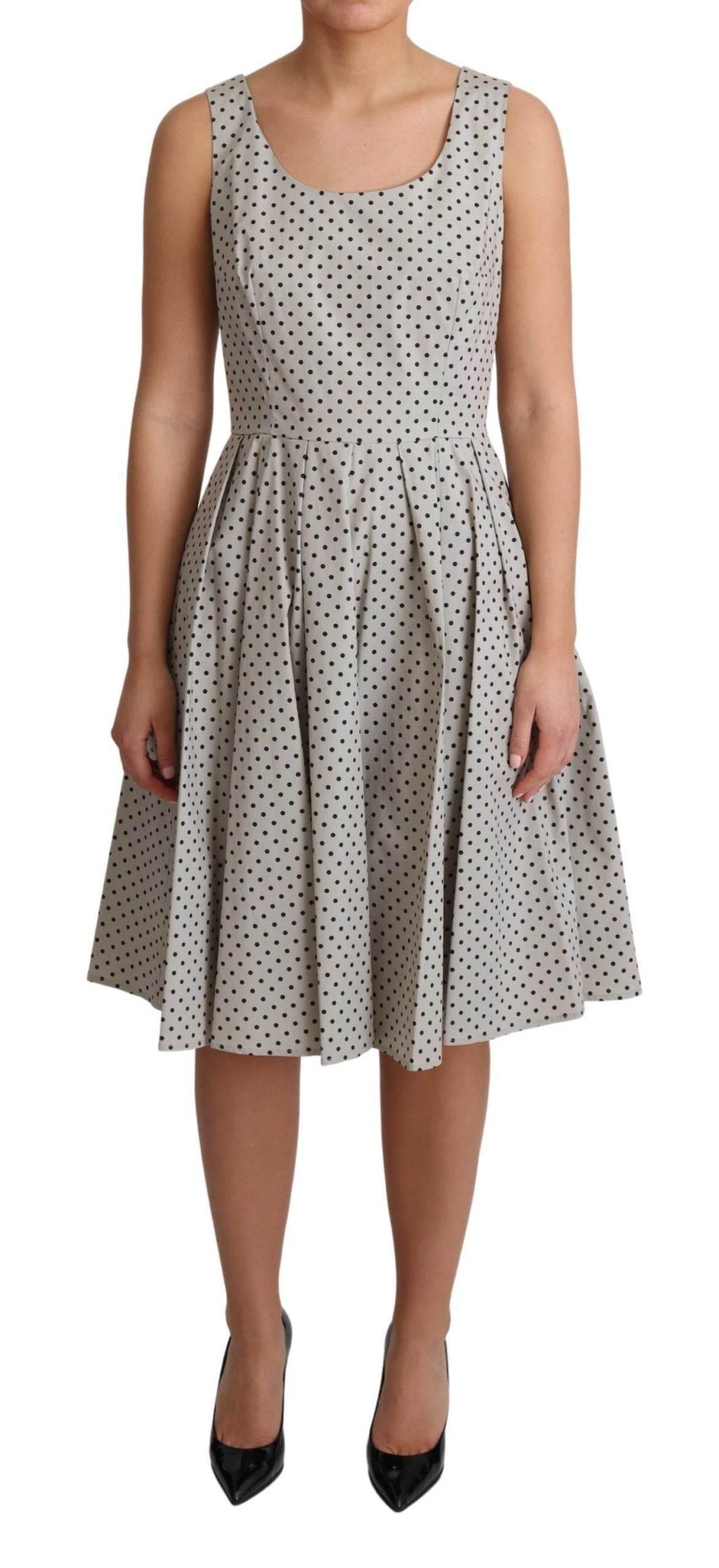 Dolce & Gabbana Beige Polka Dotted Cotton A-Line Dress - Hilstor
