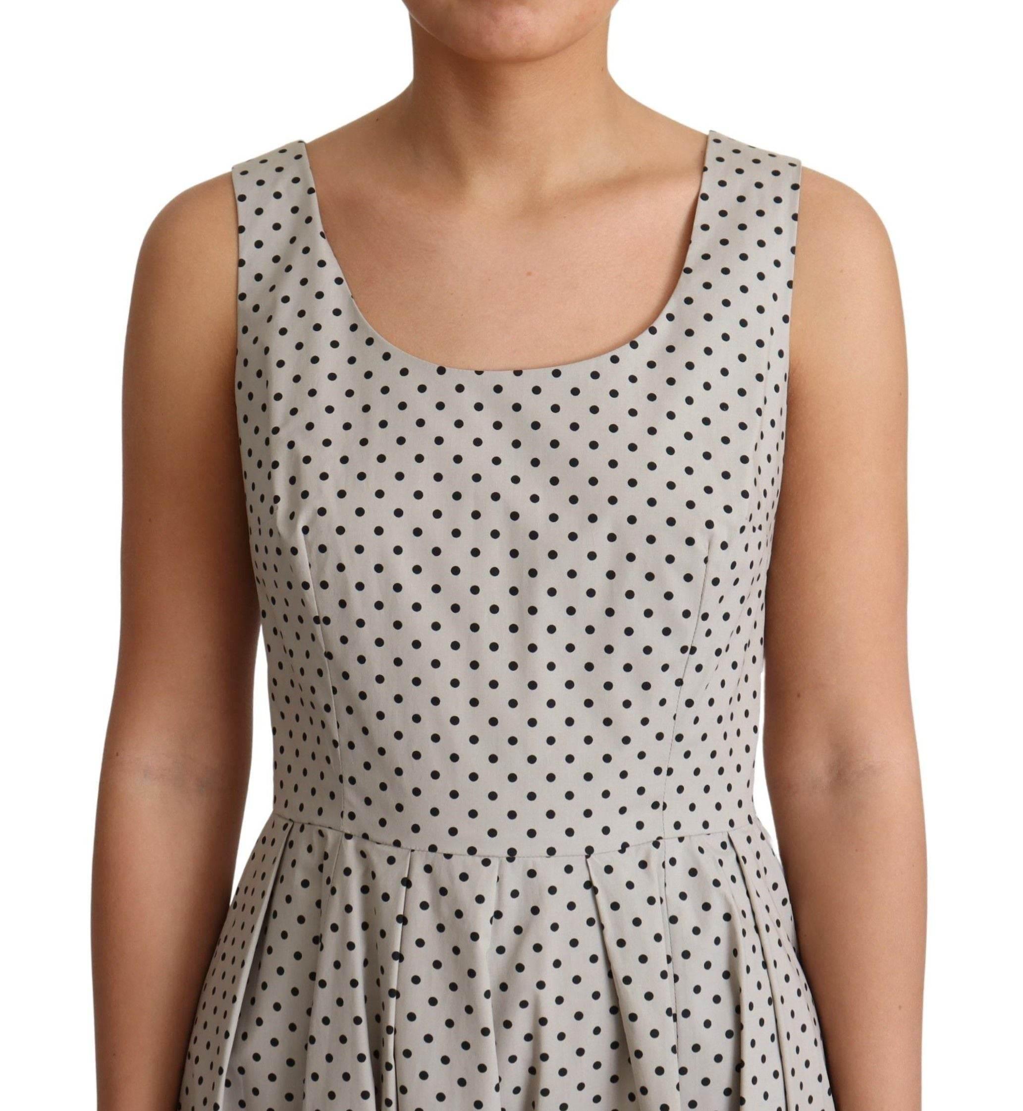 Dolce & Gabbana Beige Polka Dotted Cotton A-Line Dress - Hilstor