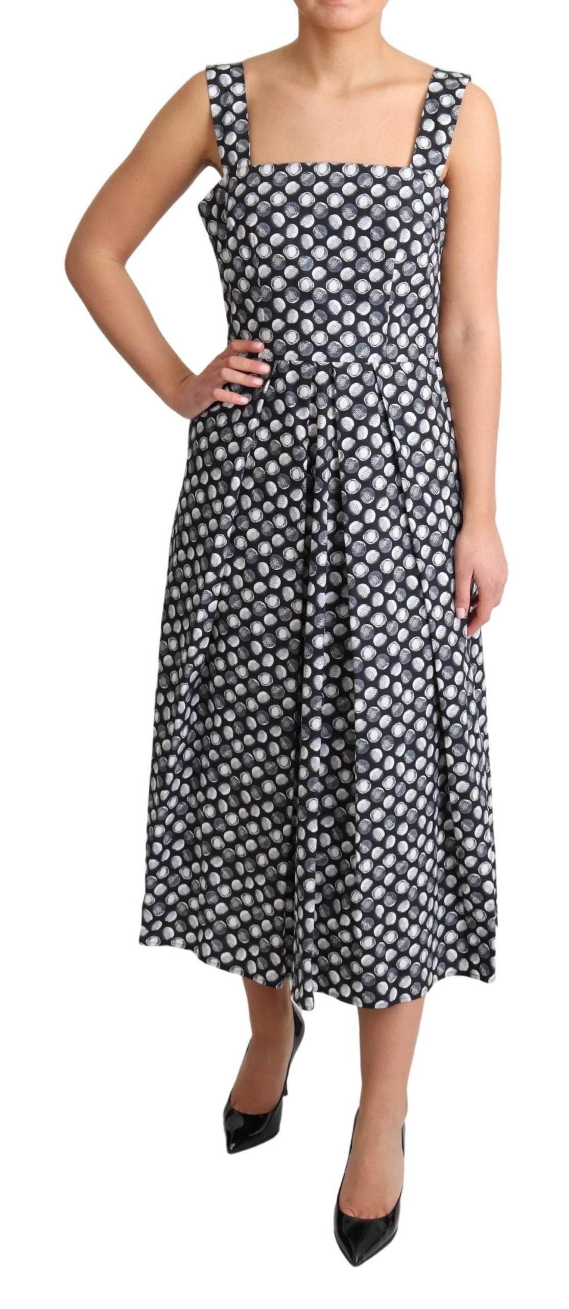 Dolce & Gabbana Blue Geometric Cotton A-Line Gown Dress - Hilstor