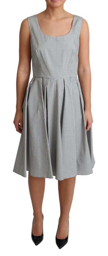 Dolce & Gabbana Gray Polka Dotted Cotton A-Line Dress - Hilstor
