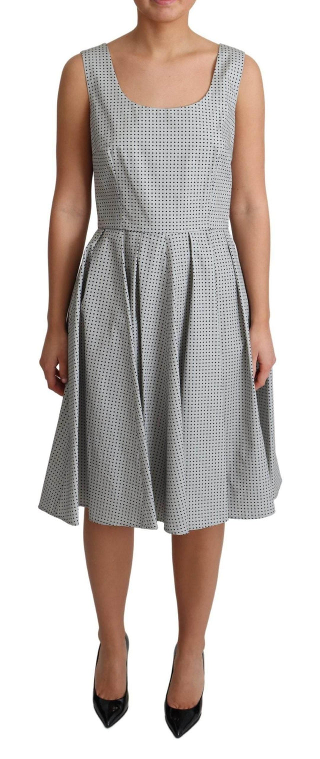 Dolce & Gabbana Gray Polka Dotted Cotton A-Line Dress - Hilstor