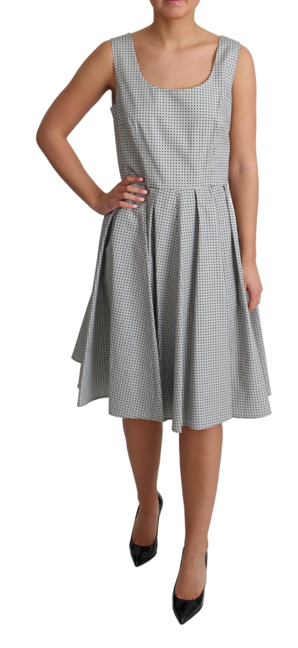 Dolce & Gabbana Gray Polka Dotted Cotton A-Line Dress - Hilstor