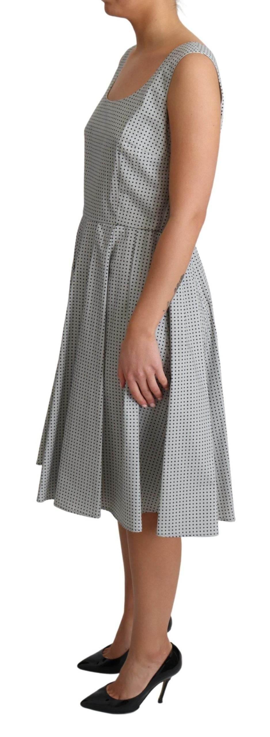 Dolce & Gabbana Gray Polka Dotted Cotton A-Line Dress - Hilstor