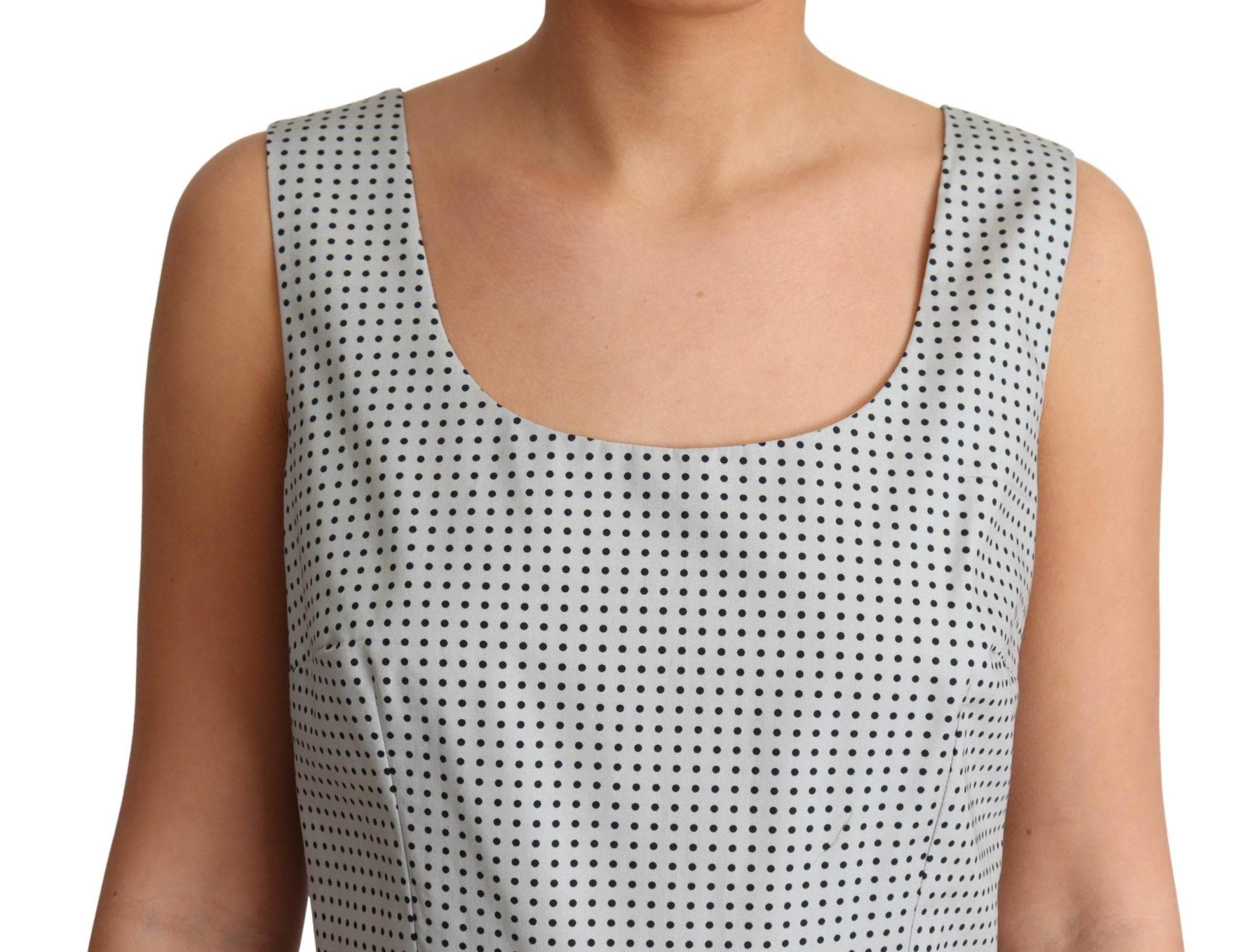 Dolce & Gabbana Gray Polka Dotted Cotton A-Line Dress - Hilstor