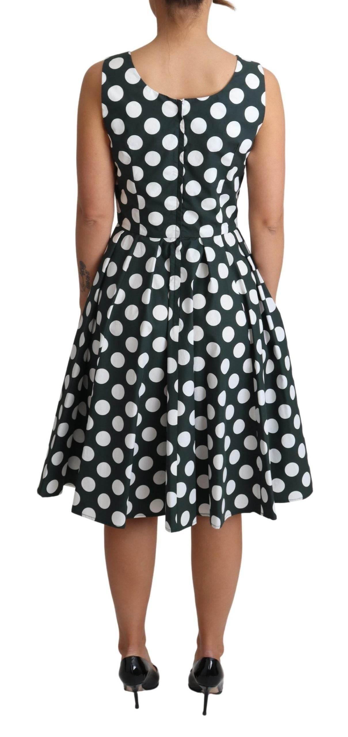 Dolce & Gabbana Green Polka Dotted Cotton A-Line Dress - Hilstor