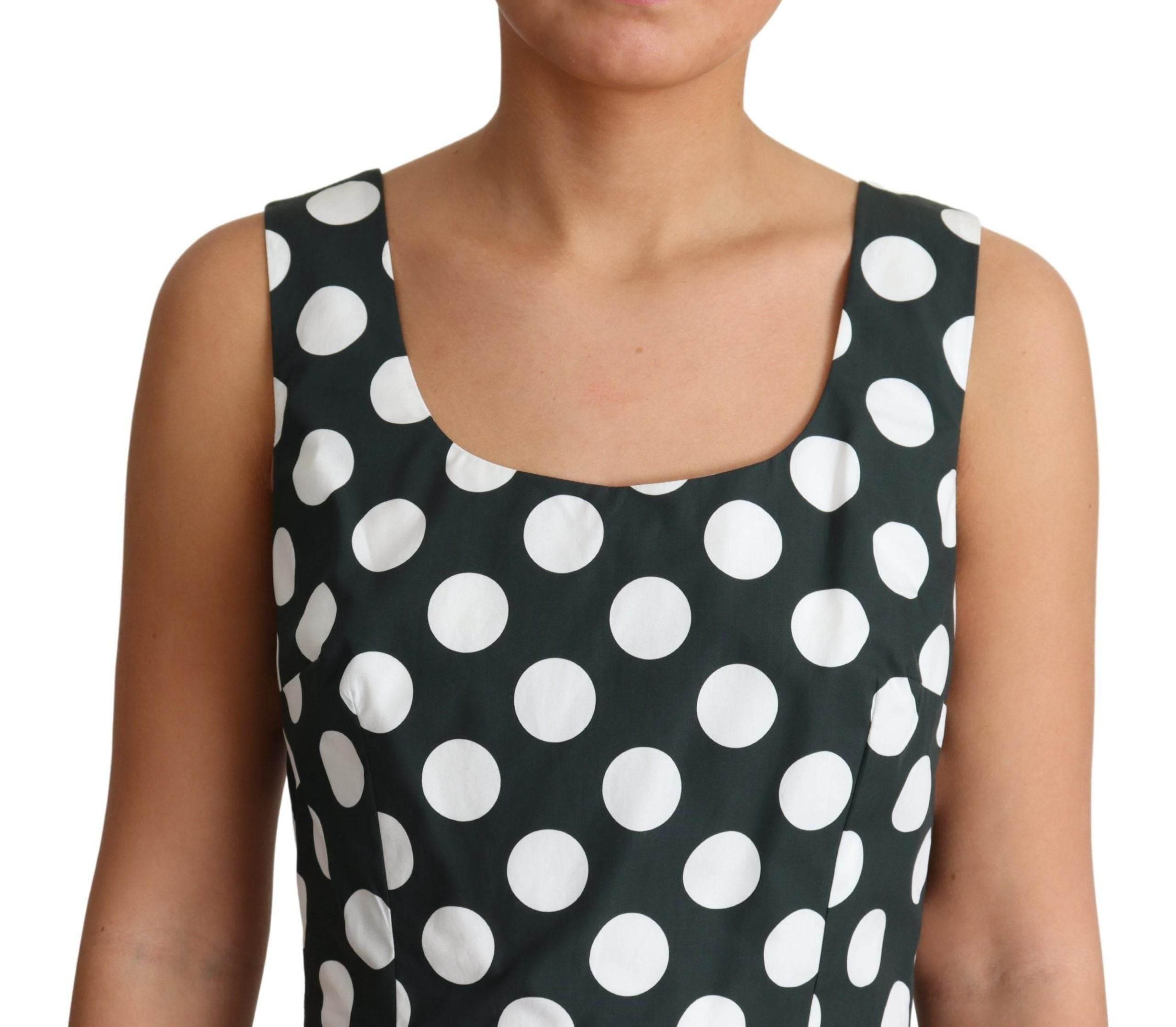 Dolce & Gabbana Green Polka Dotted Cotton A-Line Dress - Hilstor