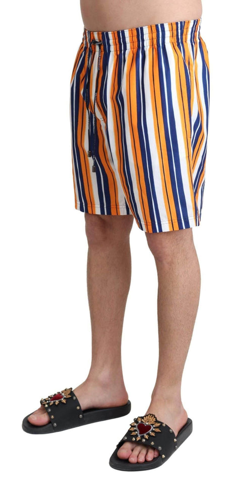 Dolce & Gabbana Multicolor Striped Swim Shorts Trunks - Hilstor