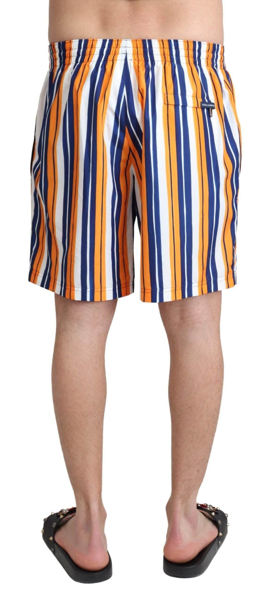 Dolce & Gabbana Multicolor Striped Swim Shorts Trunks - Hilstor