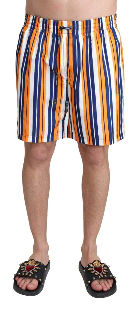 Dolce & Gabbana Multicolor Striped Swim Shorts Trunks - Hilstor