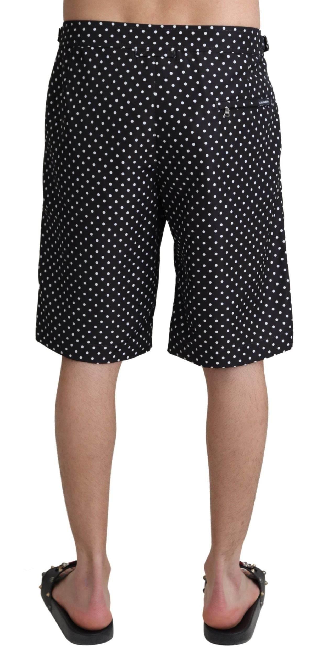 Dolce & Gabbana Black Polka Dots Beachwear Shorts Swimwear - Hilstor