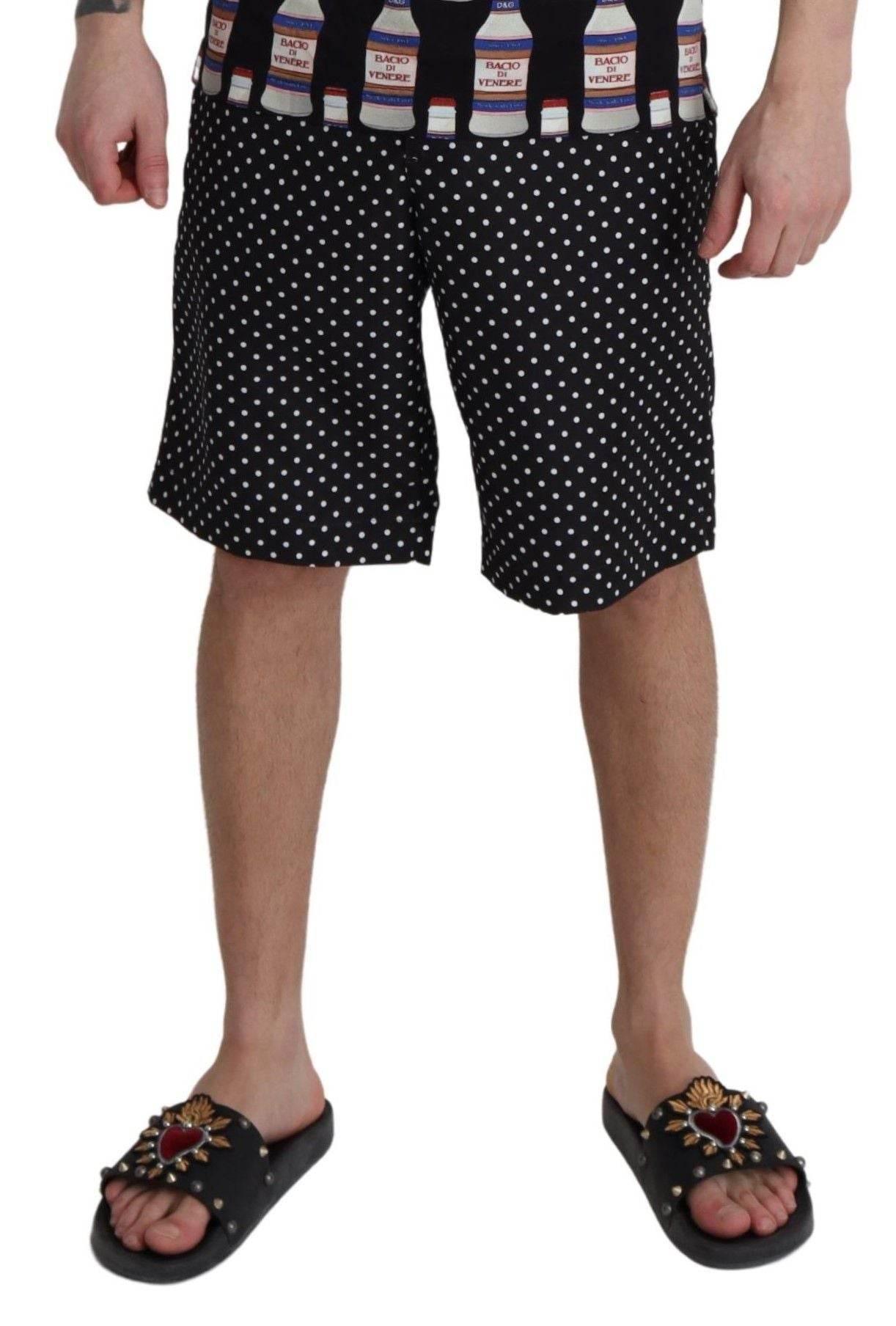 Dolce & Gabbana Black Polka Dots Beachwear Shorts Swimwear - Hilstor