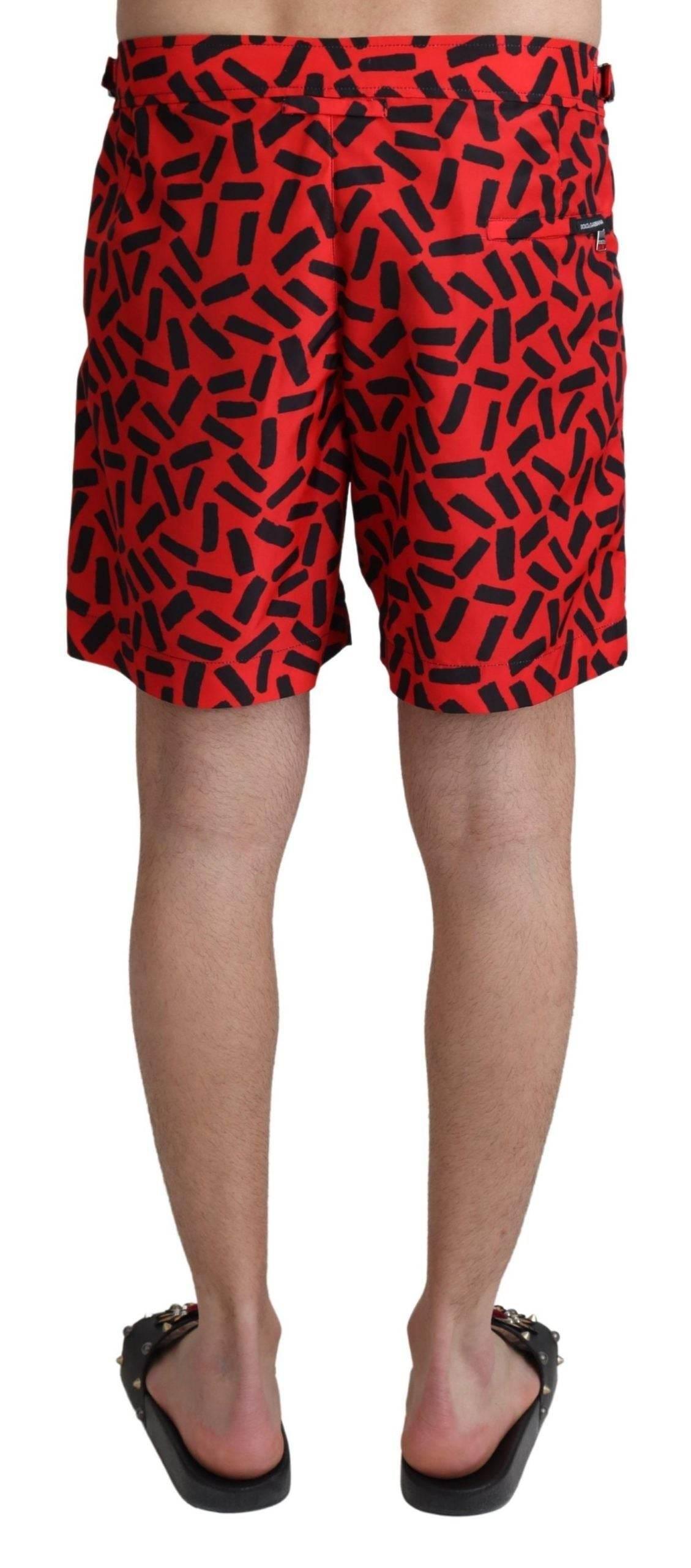Dolce & Gabbana Red Patterned Beachwear Shorts Swimwear - Hilstor