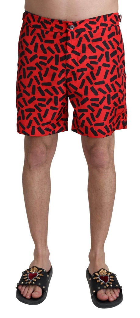 Dolce & Gabbana Red Patterned Beachwear Shorts Swimwear - Hilstor