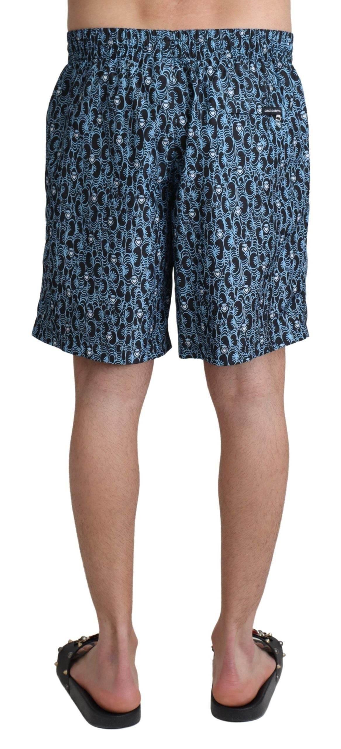 Dolce & Gabbana Blue Patterned Print Beachwear Shorts Swimwear - Hilstor