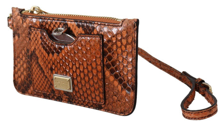 Dolce & Gabbana Elegant Python Patterned Leather Wristlet - Hilstor