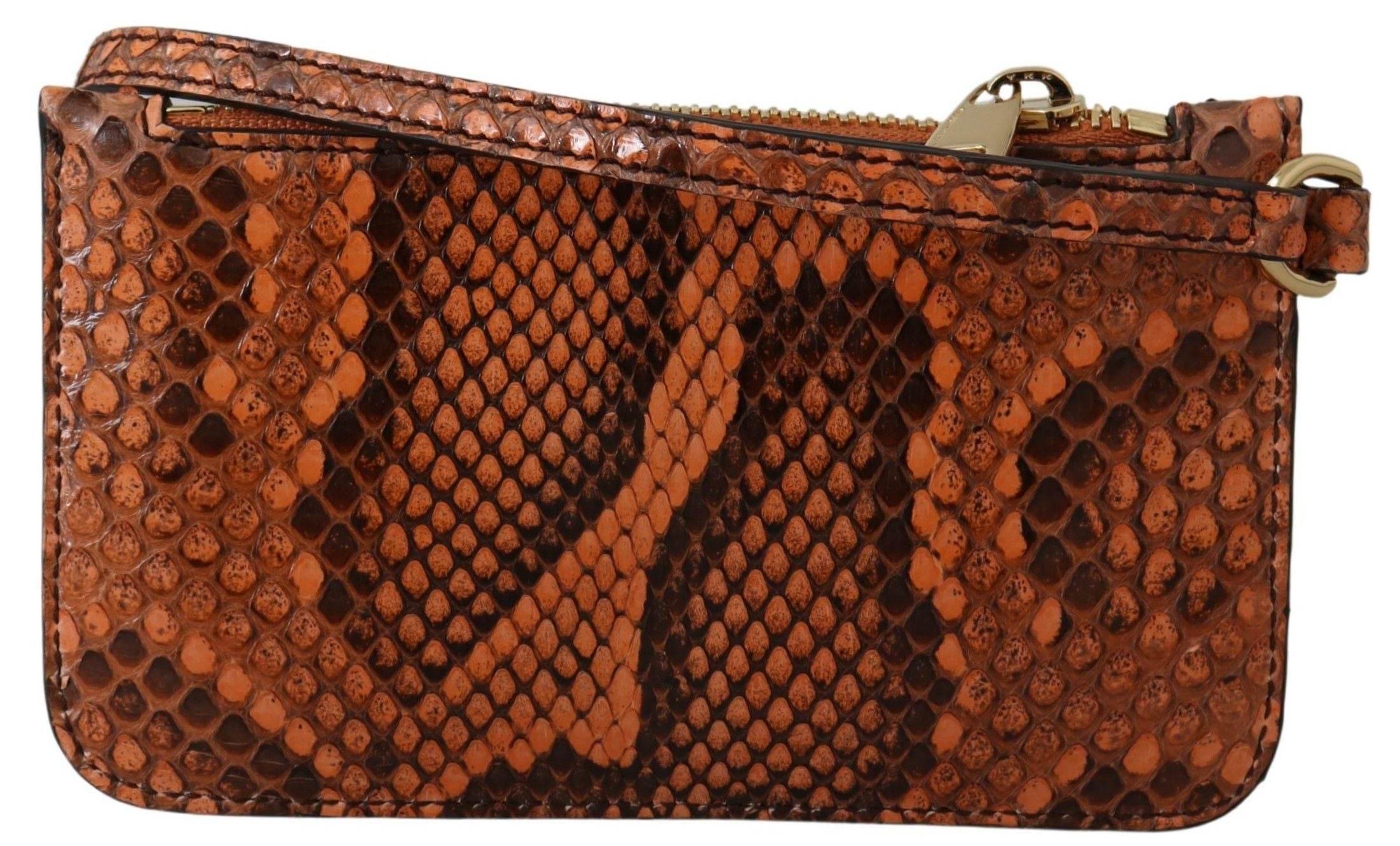 Dolce & Gabbana Elegant Python Patterned Leather Wristlet - Hilstor