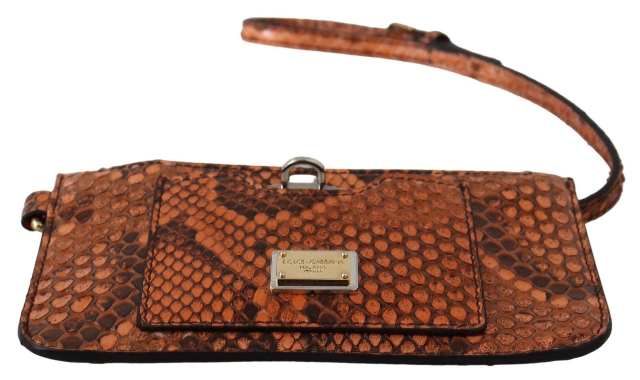 Dolce & Gabbana Elegant Python Patterned Leather Wristlet - Hilstor