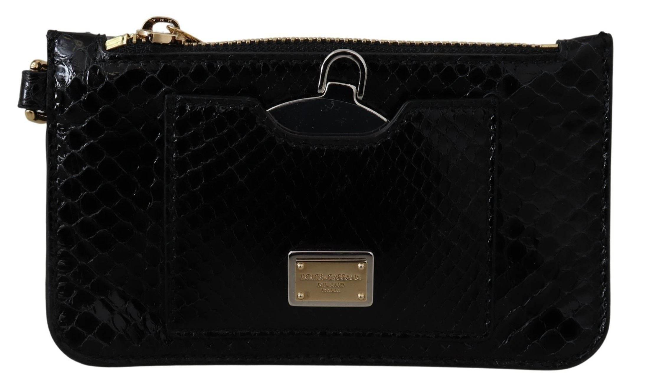 Dolce & Gabbana Elegant Python Pattern Leather Wristlet Wallet - Hilstor