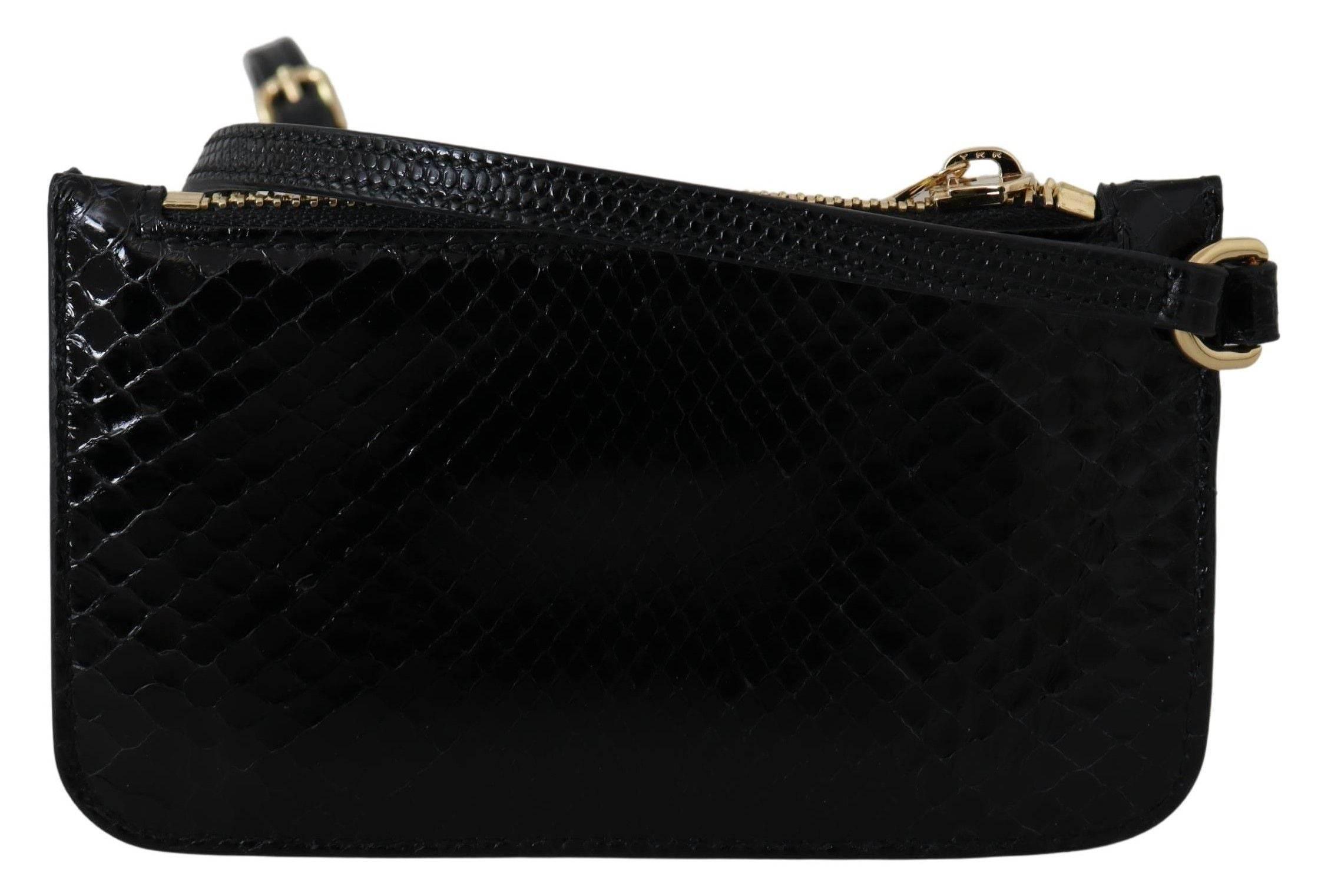 Dolce & Gabbana Elegant Python Pattern Leather Wristlet Wallet - Hilstor