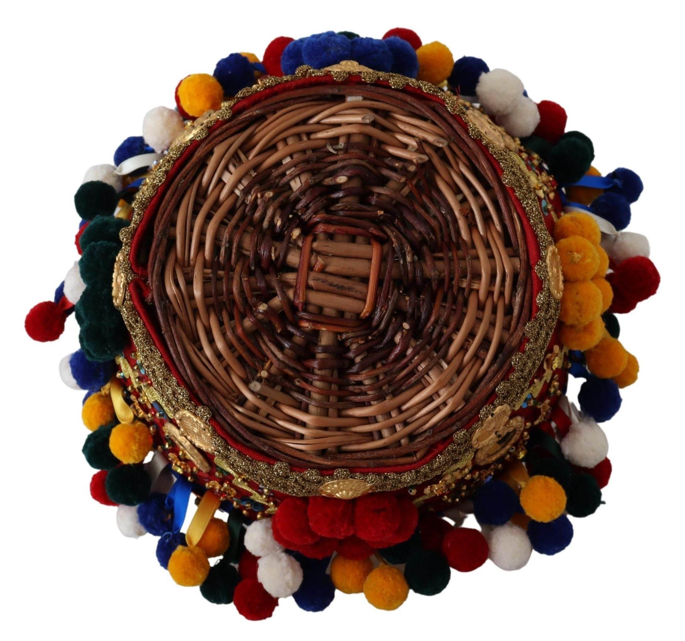 Dolce & Gabbana Multicolor Cotton Embellished Agnese Basket Tote Bag - Hilstor