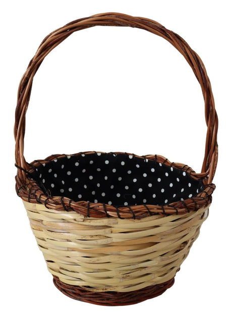 Dolce & Gabbana Beige Wood Wicker Rattan Basket Tote Bag - Hilstor
