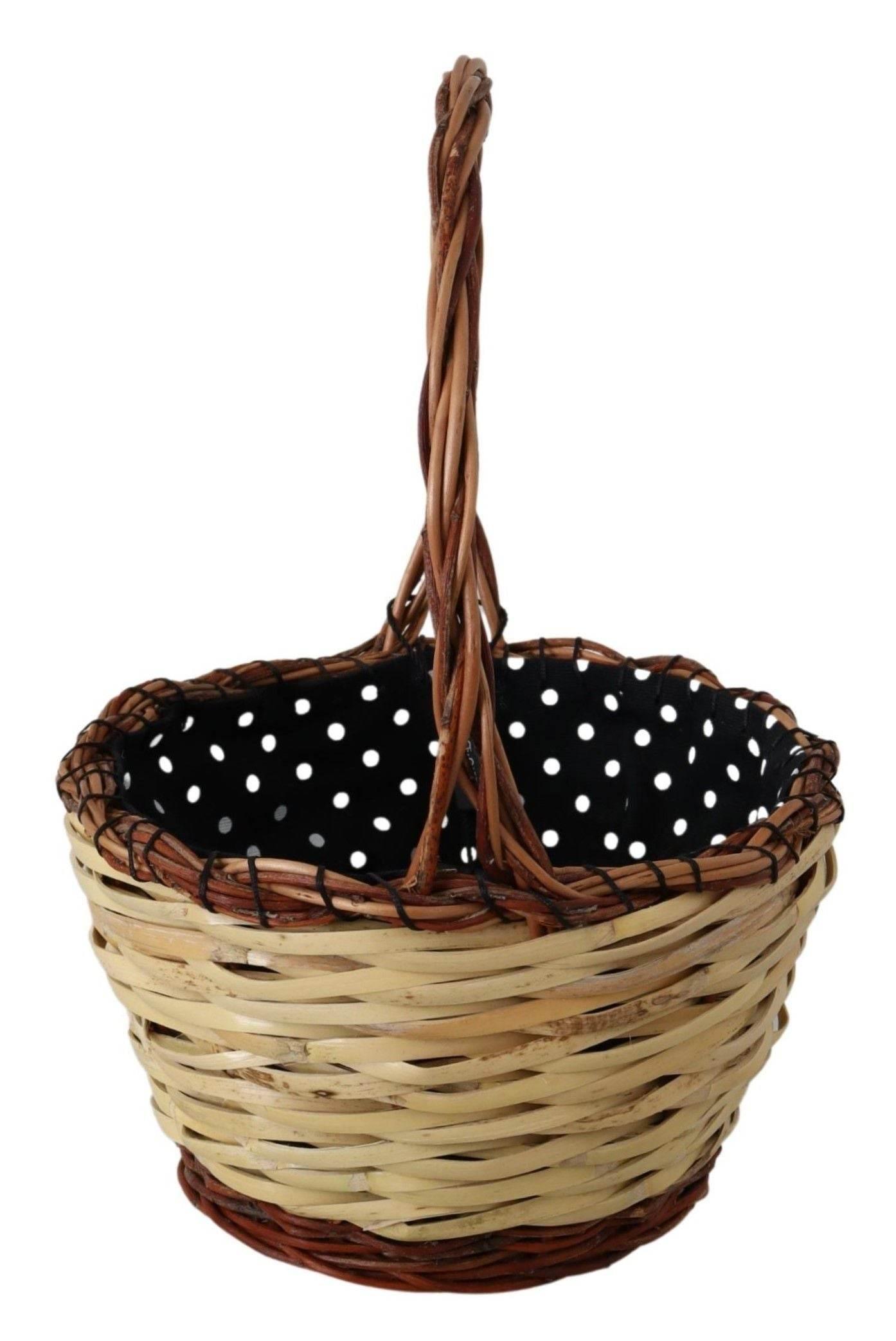 Dolce & Gabbana Beige Wood Wicker Rattan Basket Tote Bag - Hilstor