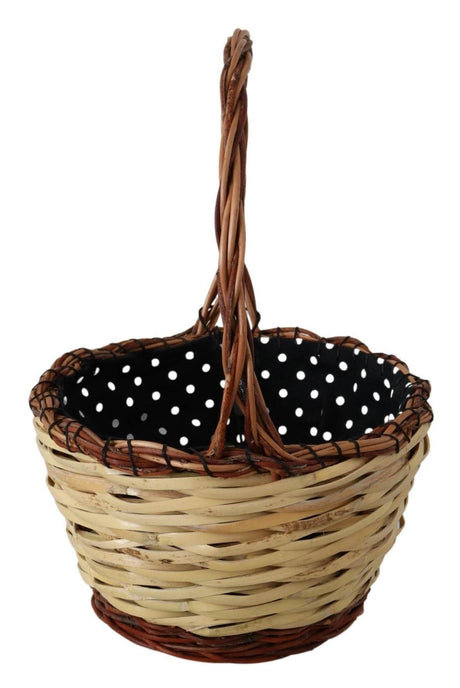 Dolce & Gabbana Beige Wood Wicker Rattan Basket Tote Bag - Hilstor