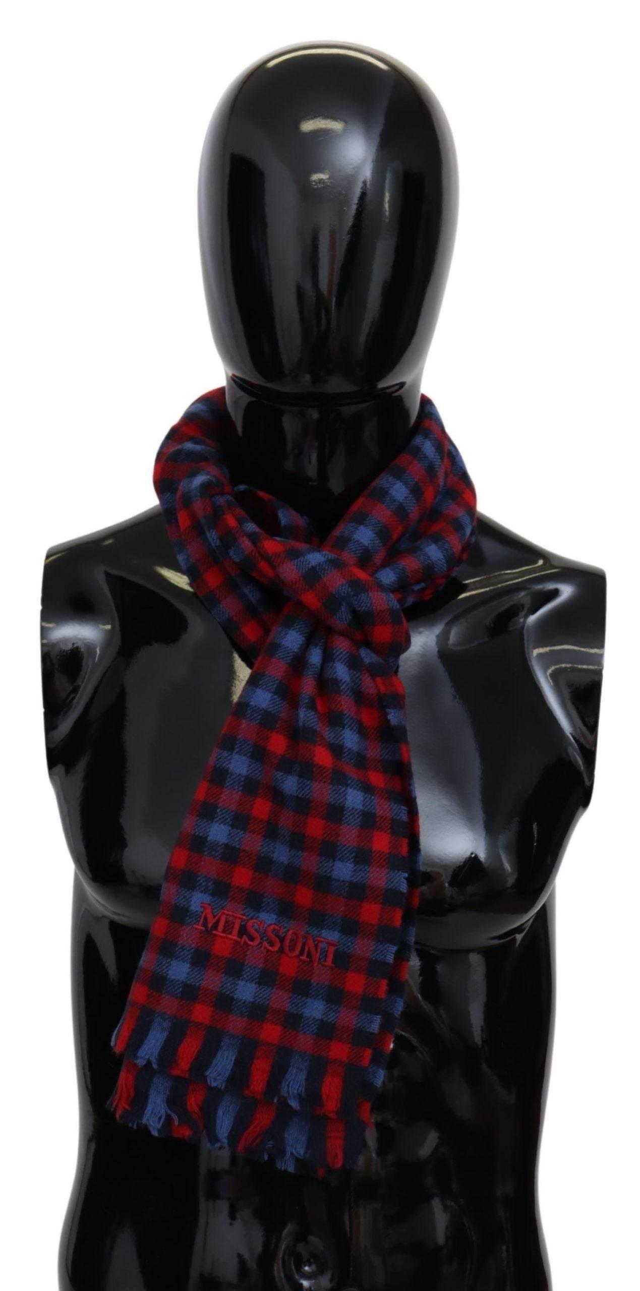 Missoni Multicolor Check Wool Unisex Neck Wrap Shawl - Hilstor