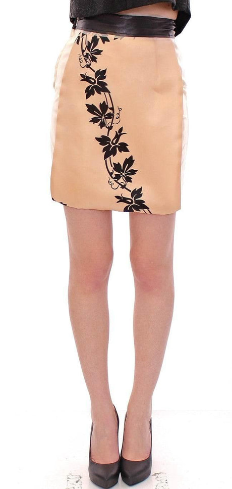 Caterina Gatta Chic Beige Mini Skirt - Silk & Nylon Blend - Hilstor
