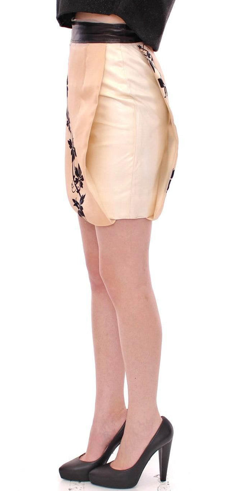 Caterina Gatta Chic Beige Mini Skirt - Silk & Nylon Blend - Hilstor