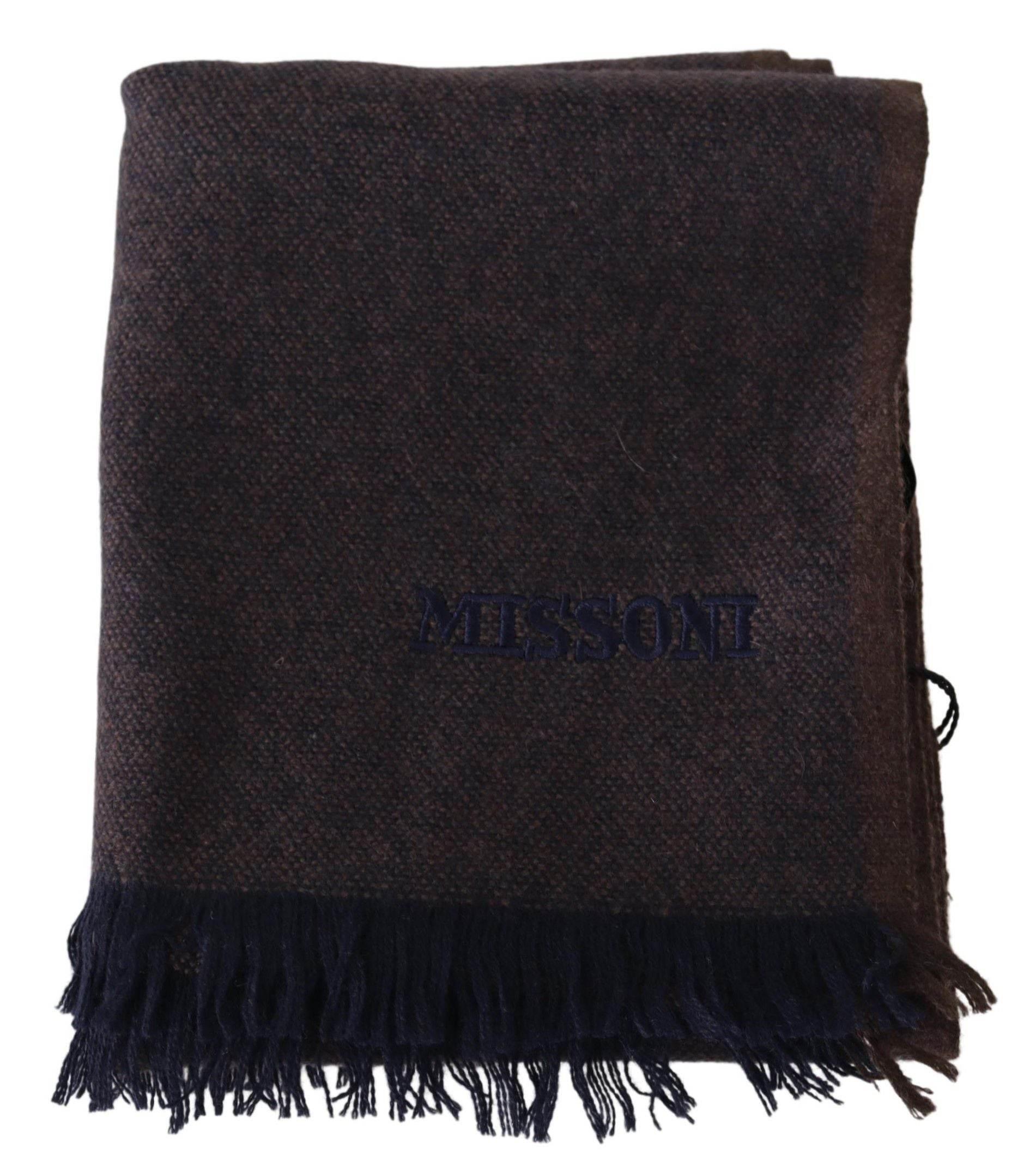 Missoni Brown 100% Cashmere Unisex Neck Wrap Fringes Scarf - Hilstor