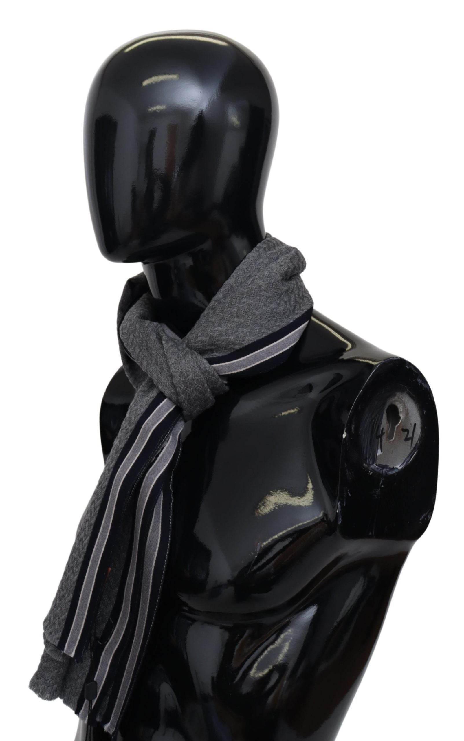 Missoni Gray Stripes Pattern 100% Wool Unisex Neck Wrap Scarf - Hilstor