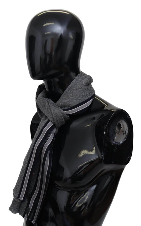 Missoni Gray Stripes Pattern 100% Wool Unisex Neck Wrap Scarf - Hilstor